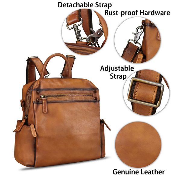 Leather Backpack Purse for Women Vintage Casual Daypack Knapsack? main image 6